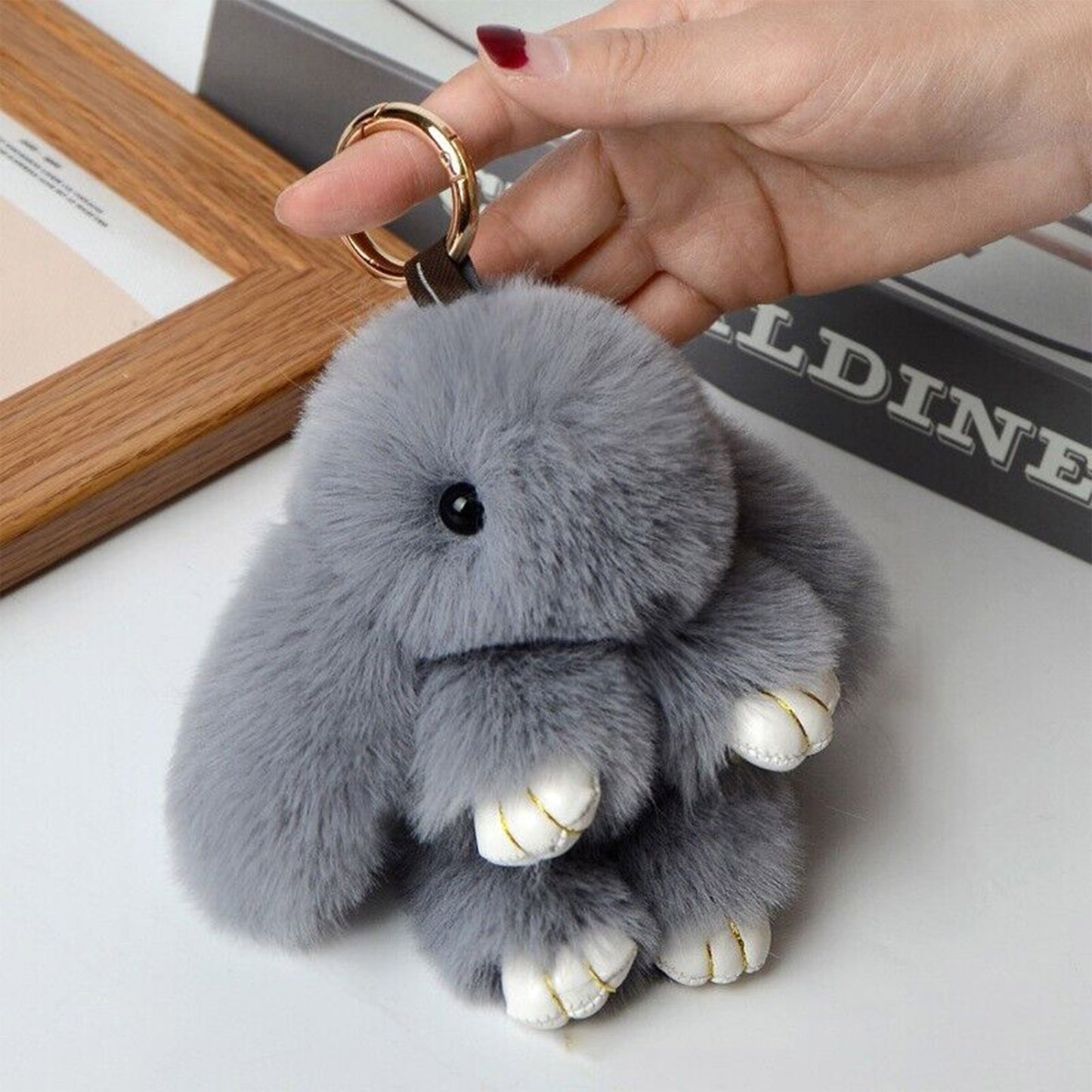 SMALL RABBIT POM POM KEY CHAIN KC0225-5 (12PC)