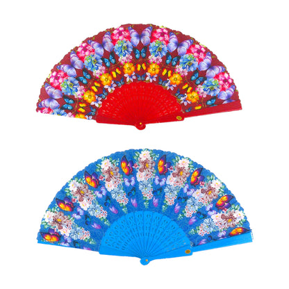 FLOWER BUTTERFLY FOLDING HAND FAN 0381 (12PC)