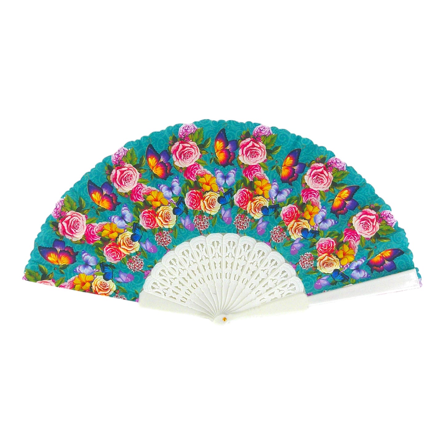 FLOWER BUTTERFLY FOLDING HAND FAN 0381 (12PC)