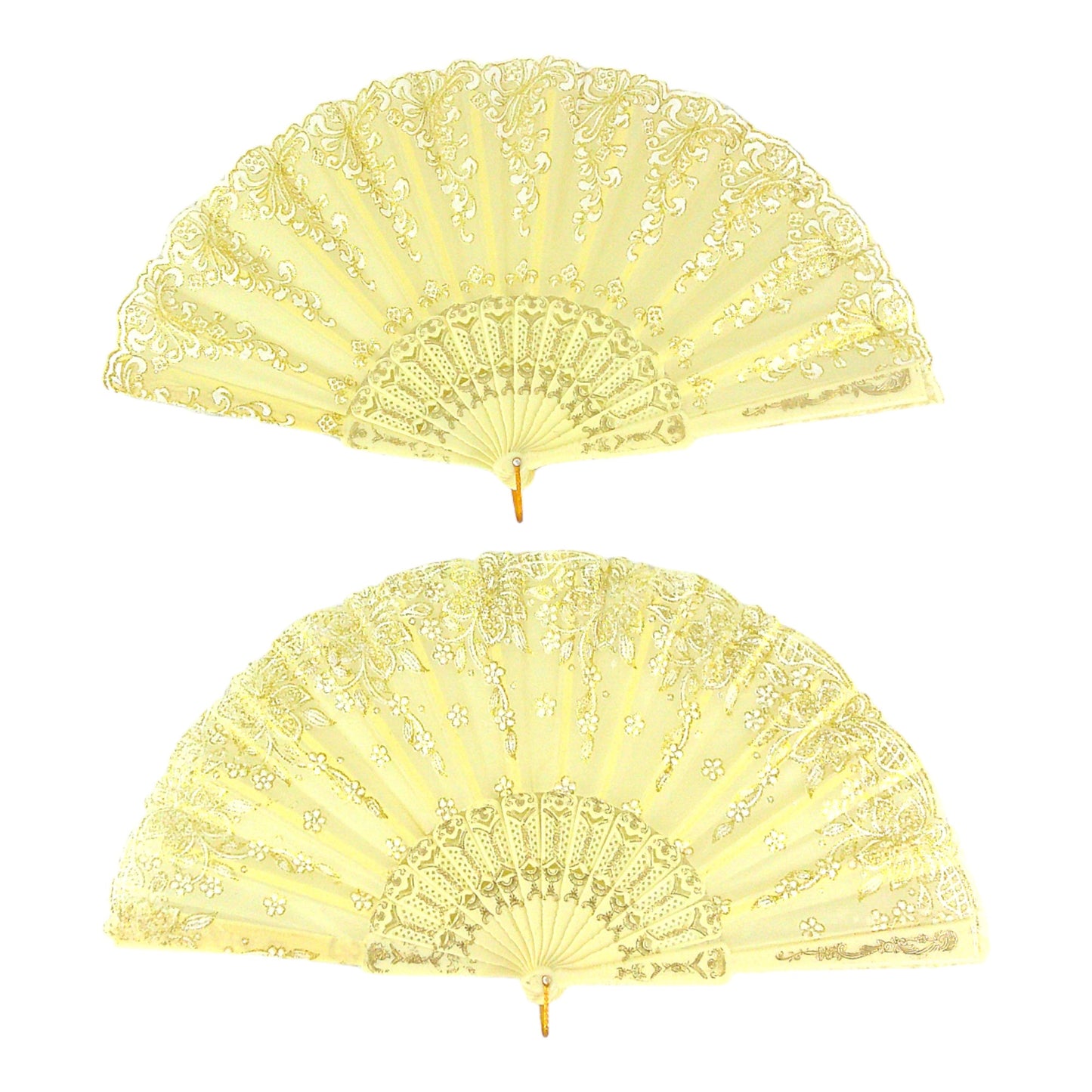 FLOWER GLITTER FOLDING HAND FAN 0382 (12PC)