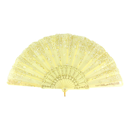 FLOWER GLITTER FOLDING HAND FAN 0382 (12PC)