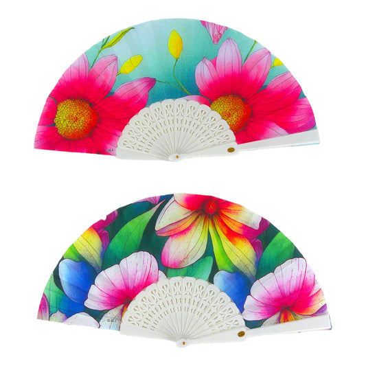 FLOWER FOLDING HAND FAN 0385 (12PC)