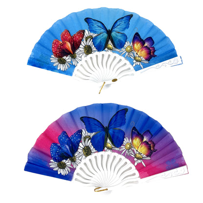 BUTTERFLY FOLDING HAND FAN 10373 (12PC)