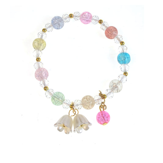 CRYSTAL FLOWER CHARM BRACELET 1128-24 (12PC)