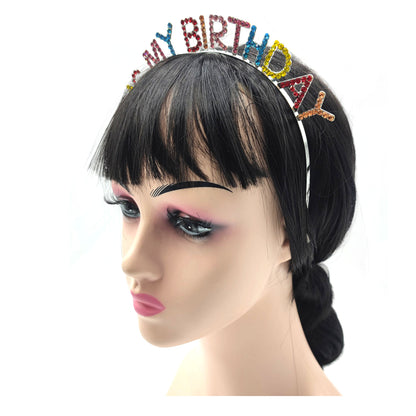 IRON ALLOY RHINESTONE IT'S MY BIRTHDAY HEADBAND TI3117-3 (12PC)