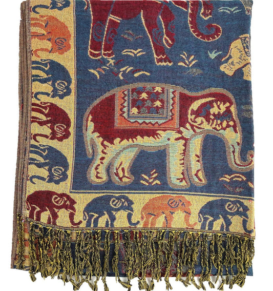 METALLIC PASHMINA ELEPHANT PATTERN GM35 (12PC)