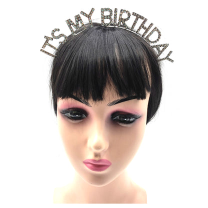 IRON ALLOY RHINESTONE IT'S MY BIRTHDAY HEADBAND TI3117-3 (12PC)