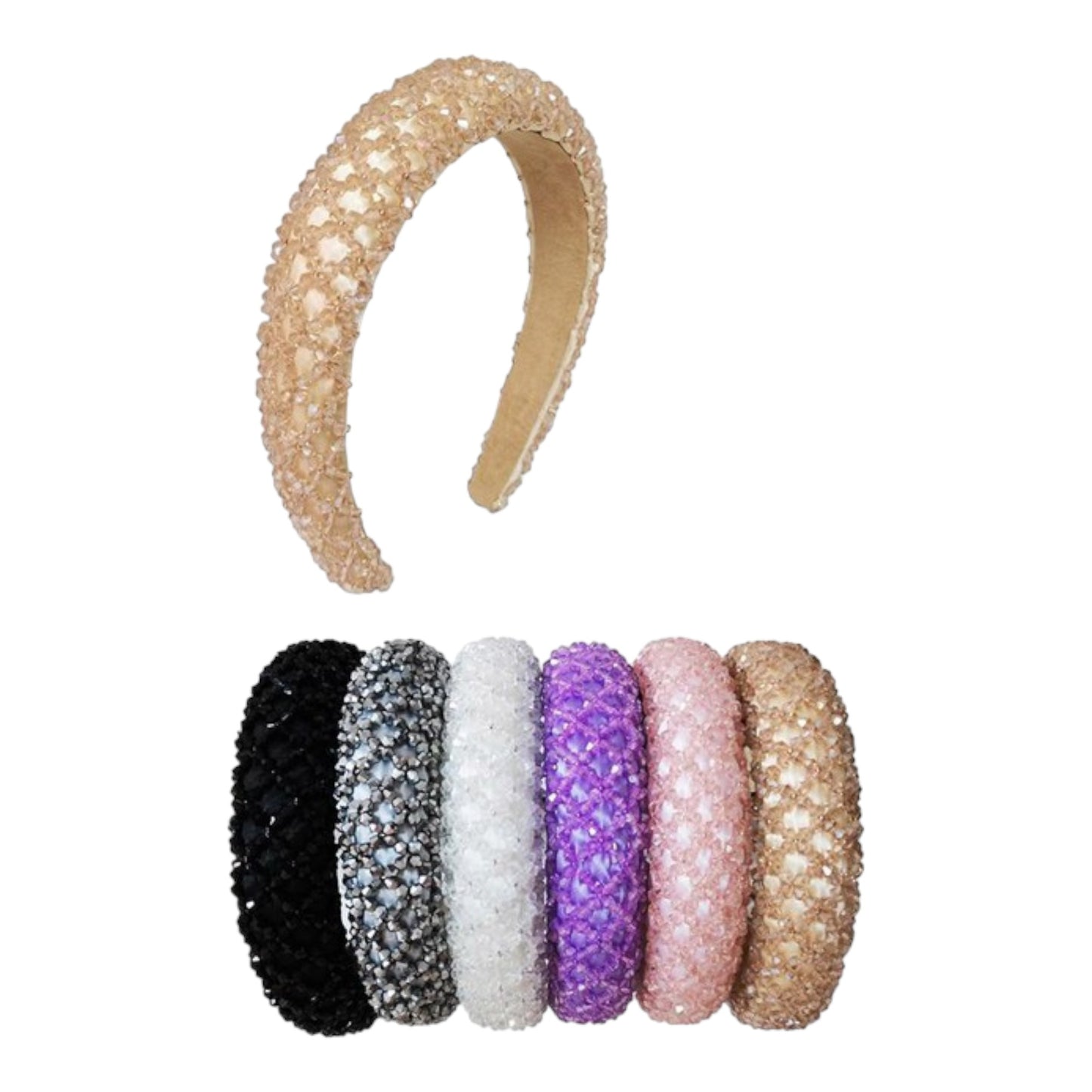 MULTI CRYSTAL DECOR HEADBAND HB1204-1 (12PC)