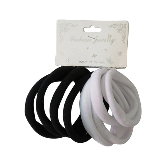 8.5CM BLACK WHITE MIX HAIR TIE RB8BW (12PC)