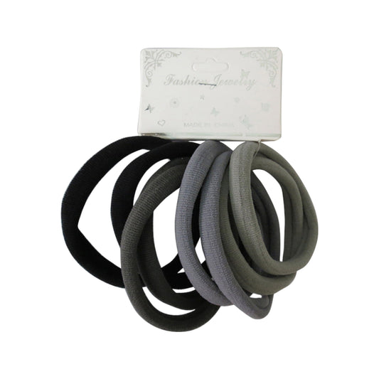 8.5CM BLACK GREY MIX HAIR TIE RB8GR (12PC)