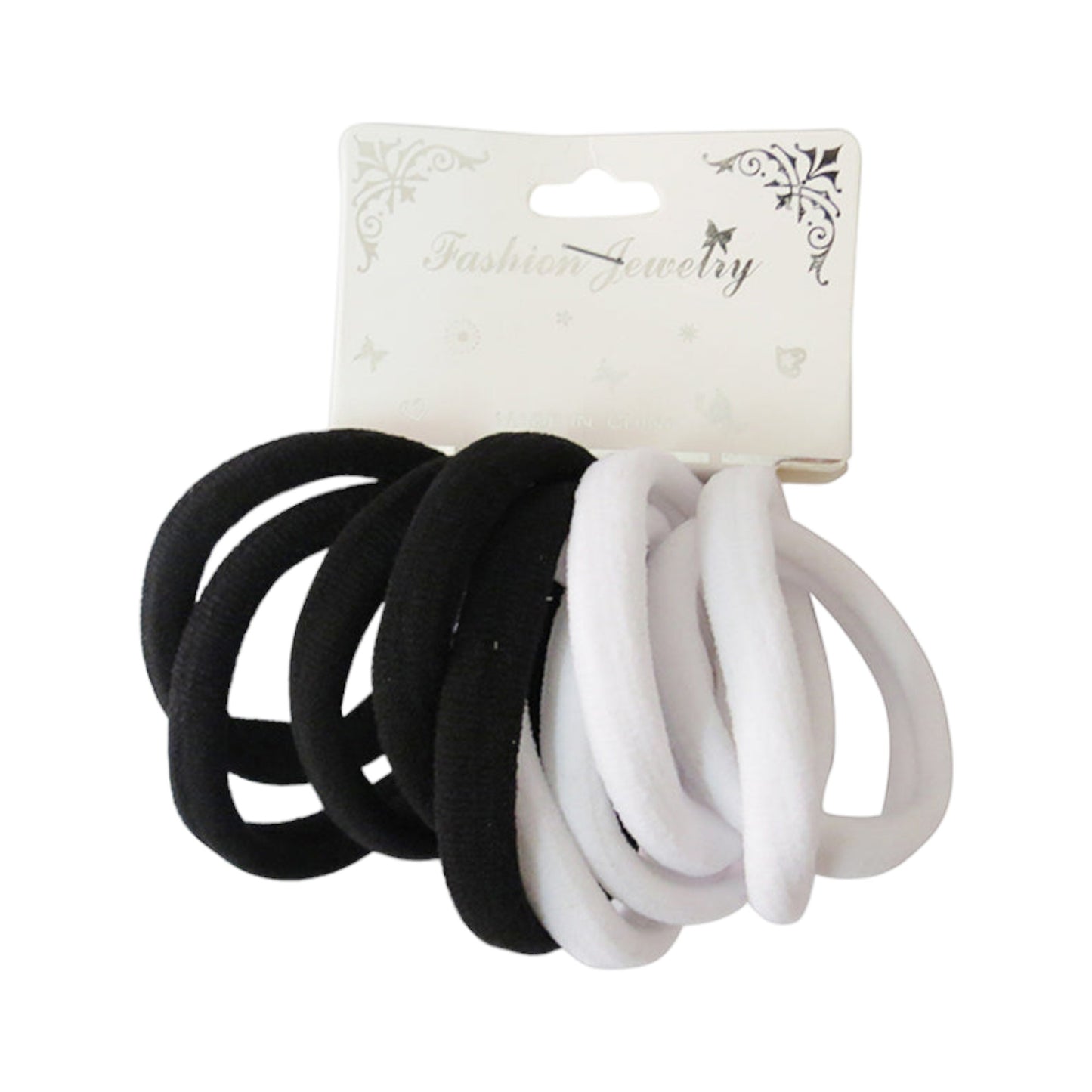 5.5CM BLACK WHITE MIX HAIR TIE RB10BW (12PC)