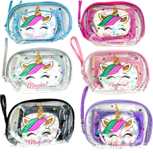 CLEAR UNICORN POUCH SET MK4226-6 (12PC)