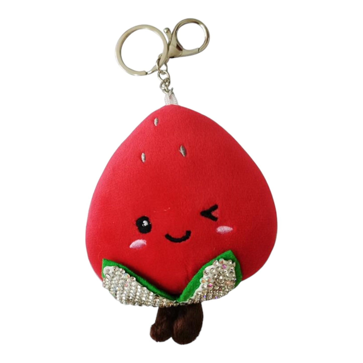 RHINESTONE STRAWBERRY PLUSH KEY CHAIN KC224-3 (12PC)