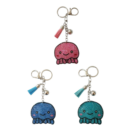 RHINESTONE OCTOPUS KEY CHAIN KC301-5 (12PC)