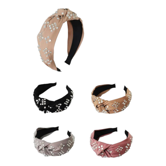 SQUARE RHINESTONE DECOR HEADBAND HB809-15 (12PC)