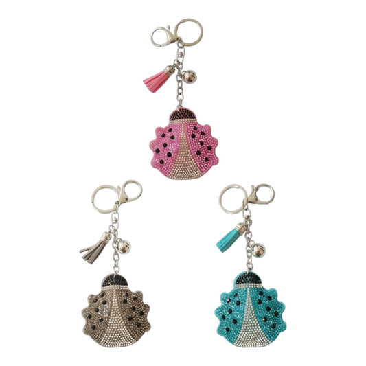 RHINESTONE LADYBUG KEY CHAIN KC301-17 (12PC)