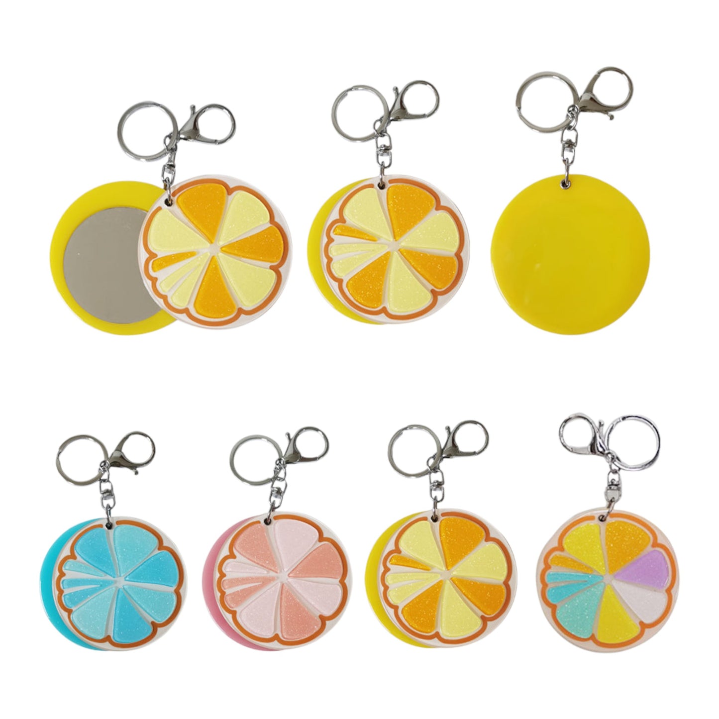 ORANGE COMPACT MIRROR KEY CHAIN 510-29 (12PC)