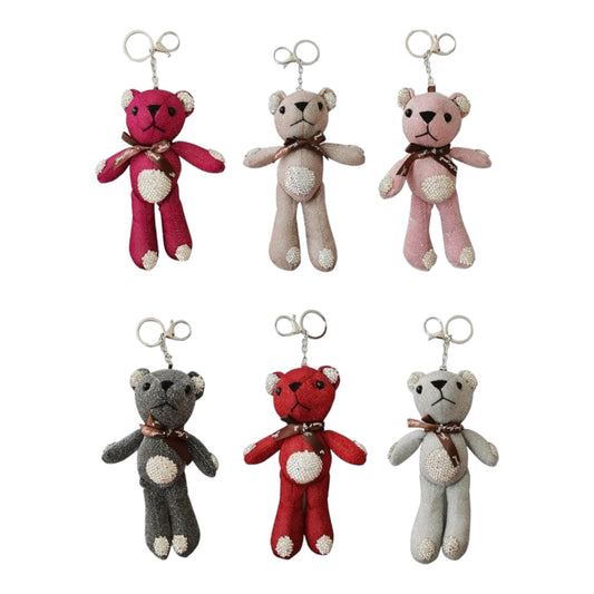 RHINESTONE RIBBON BEAR PLUSH KEY CHAIN KC1028-15 (12PC)