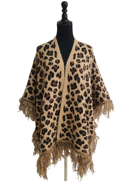 LEOPARD PATTERN FRINGED SHAWL SH524-1(3PC)