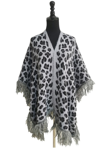 LEOPARD PATTERN FRINGED SHAWL SH524-1(3PC)