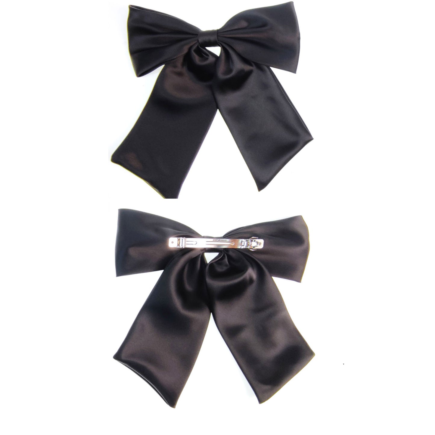 8 INCHES SATIN PLAIN BOW CLIP HC4112-15 AND 17 (12PC)