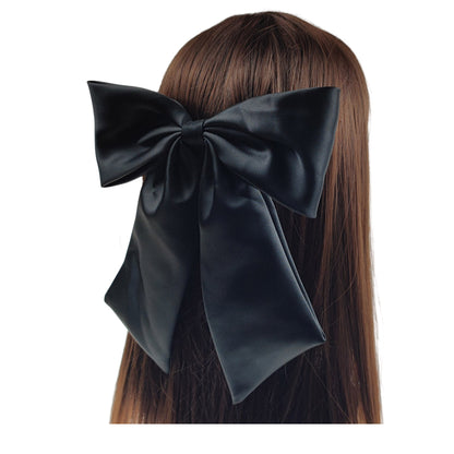 8 INCHES SATIN PLAIN BOW CLIP HC4112-15 AND 17 (12PC)