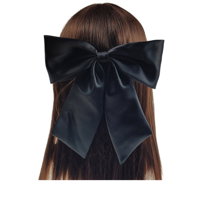 8 INCHES SATIN PLAIN BOW CLIP HC4112-15 AND 17 (12PC)