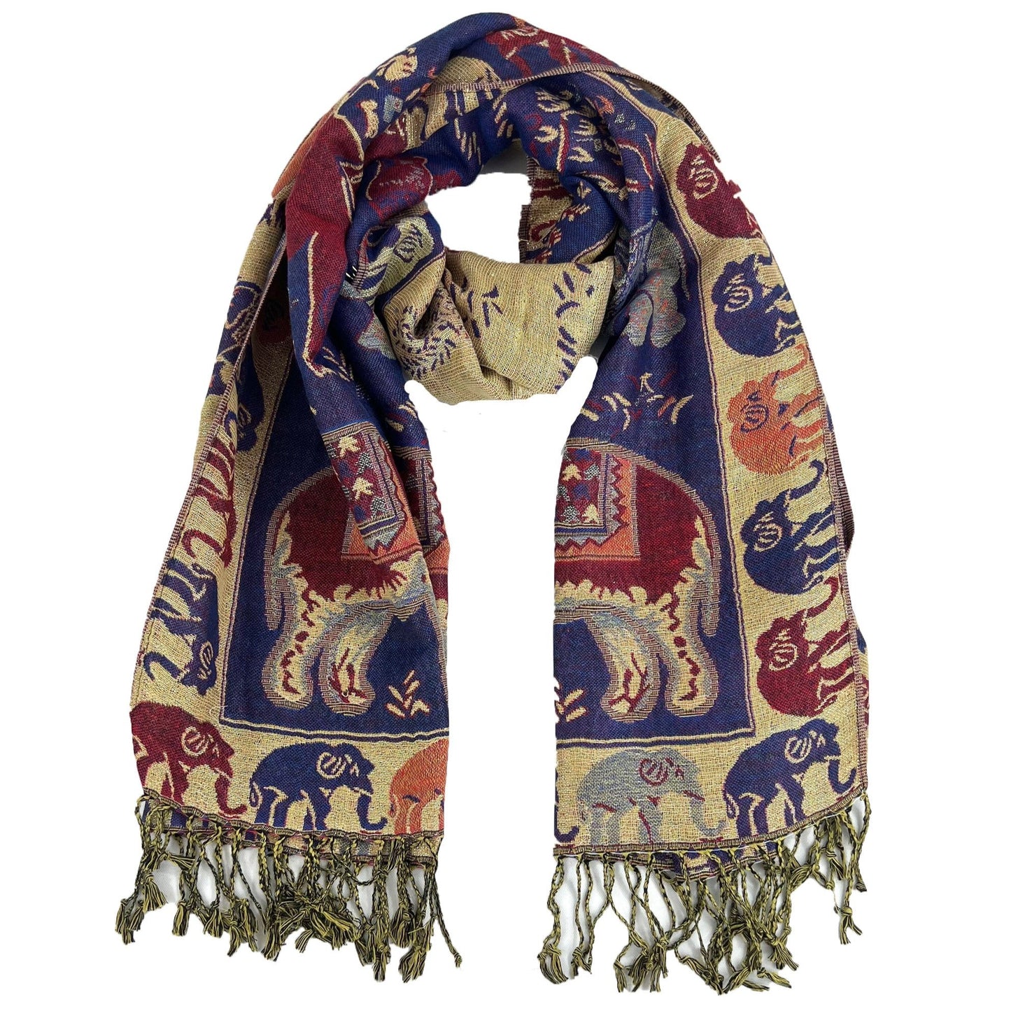 METALLIC PASHMINA ELEPHANT PATTERN GM35 (12PC)