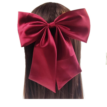 8 INCHES SATIN PLAIN BOW CLIP HC4112-15 AND 17 (12PC)