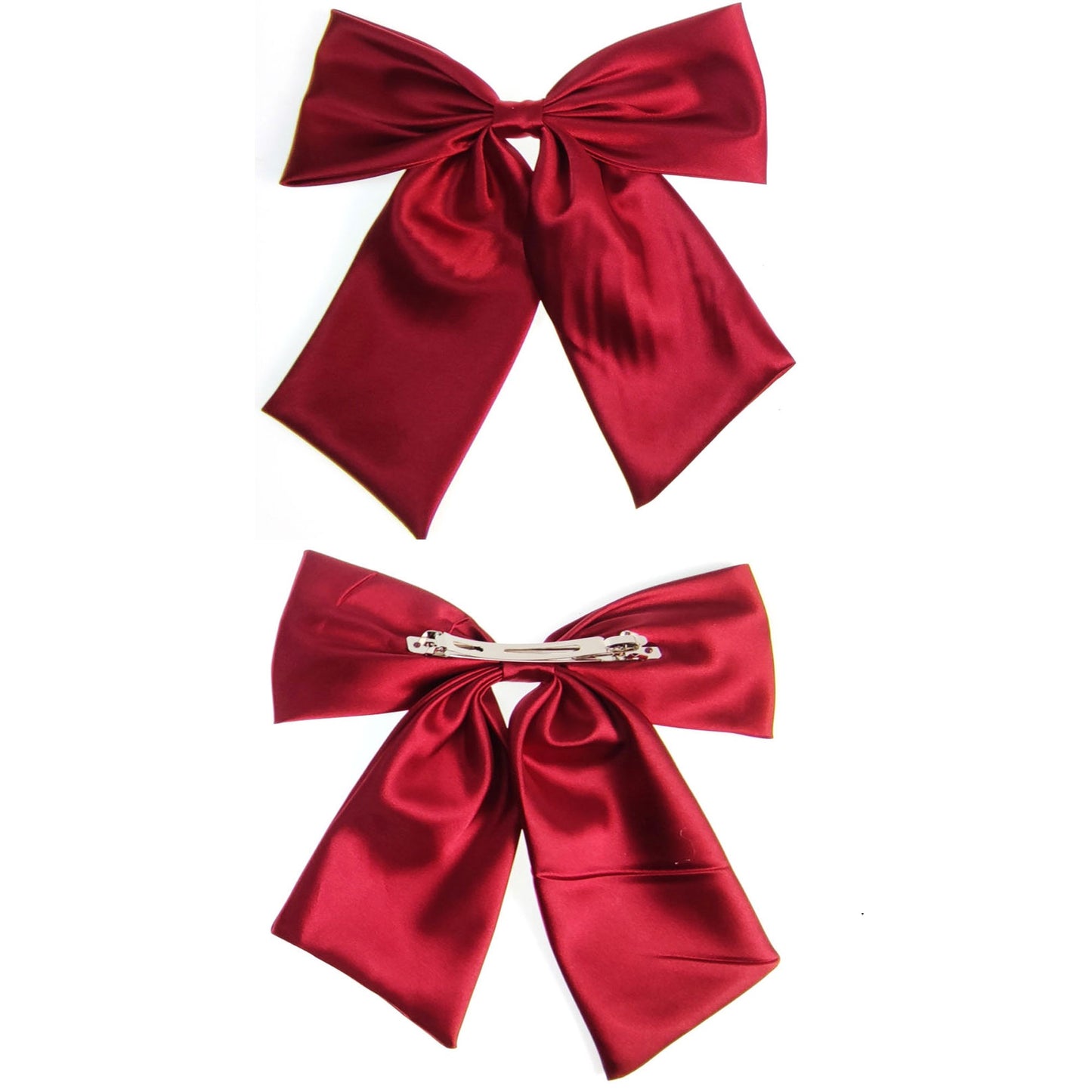 8 INCHES SATIN PLAIN BOW CLIP HC4112-15 AND 17 (12PC)