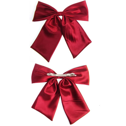 8 INCHES SATIN PLAIN BOW CLIP HC4112-15 AND 17 (12PC)