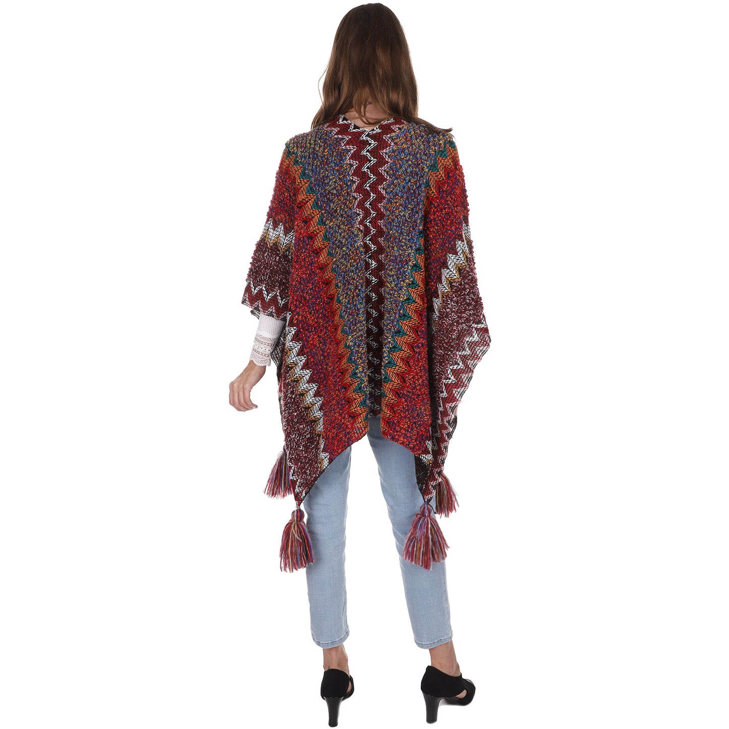 VINTAGE STYLED TASSEL PONCHO PO21041 (6PC)