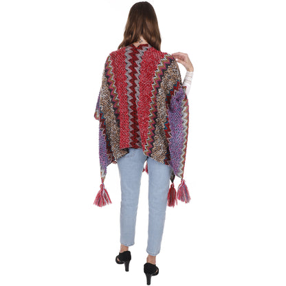 VINTAGE STYLED TASSEL PONCHO PO21041 (6PC)