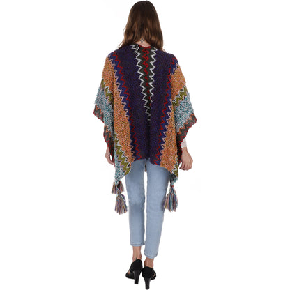 VINTAGE STYLED TASSEL PONCHO PO21041 (6PC)