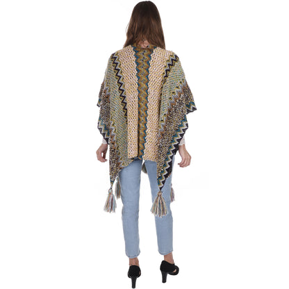 VINTAGE STYLED TASSEL PONCHO PO21041 (6PC)