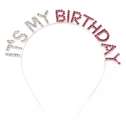 IRON ALLOY RHINESTONE IT'S MY BIRTHDAY HEADBAND TI3117-3 (12PC)