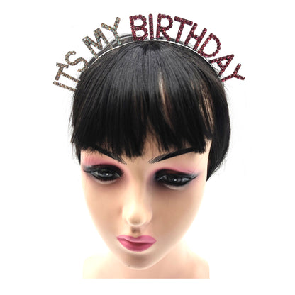 IRON ALLOY RHINESTONE IT'S MY BIRTHDAY HEADBAND TI3117-3 (12PC)