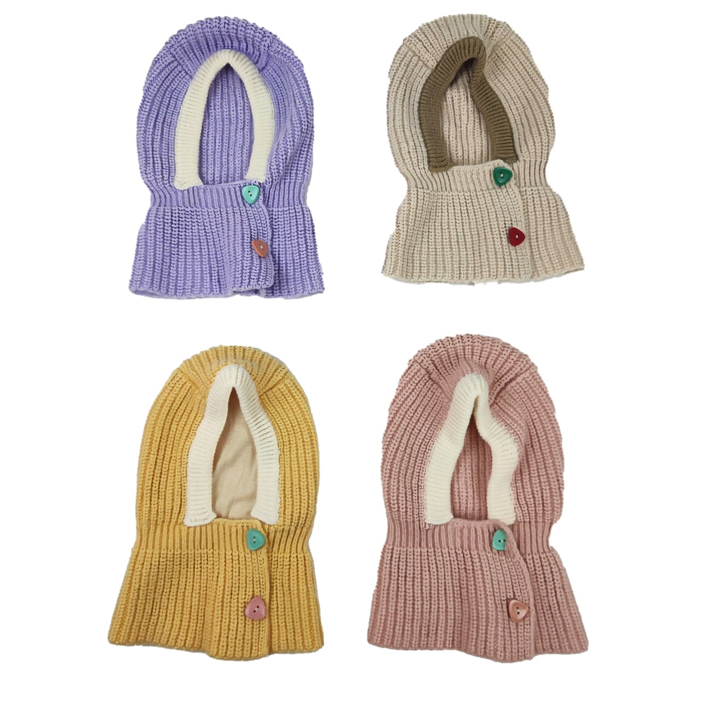 KIDS KNITTED NECK WARMER BEANIE HT3107-7 (4PC)