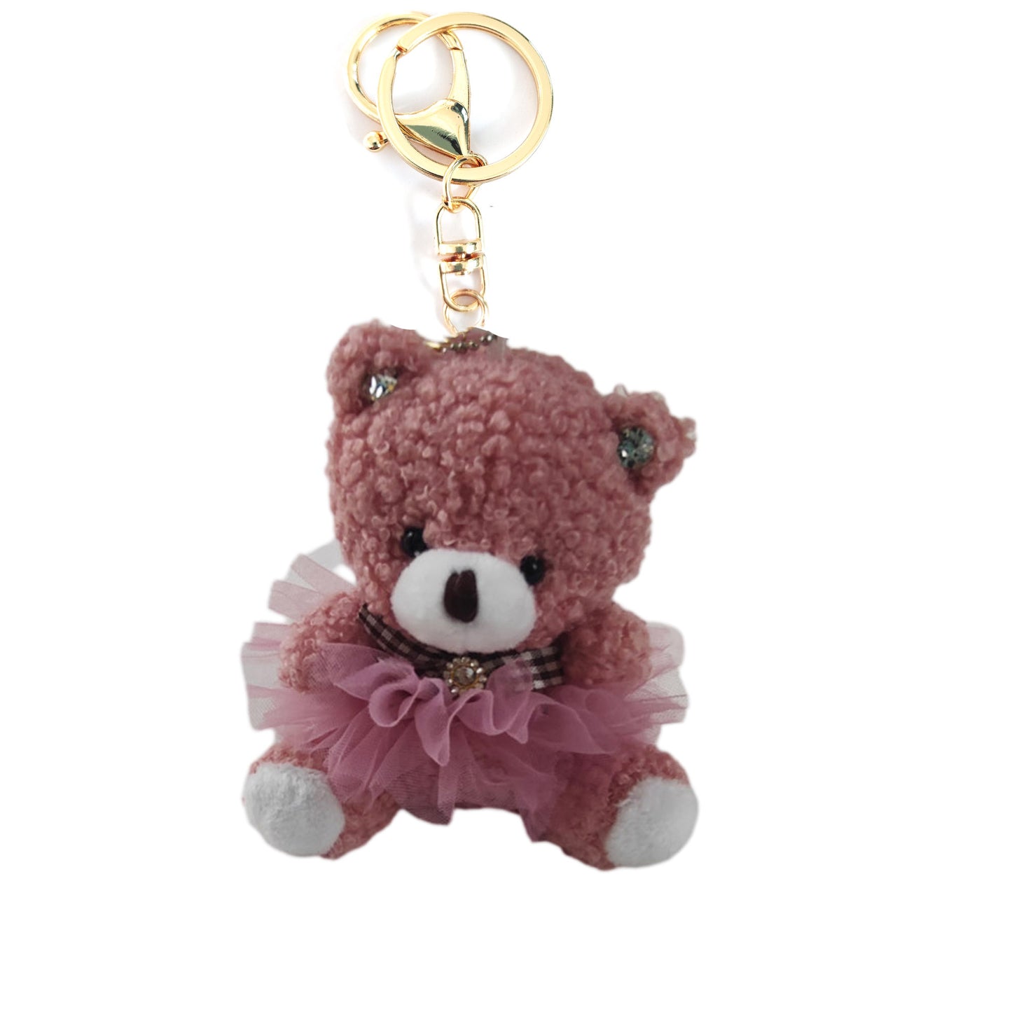 RHINESTONE SKIRT BEAR PLUSH KEY CHAIN KC1026-28 (12PC)