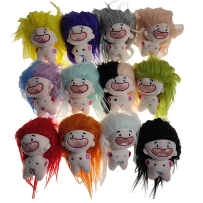 FUNNY HAIR ZODIAC SIGN NAKED DOLL KEY CHAIN KC31123-6 (12PC)