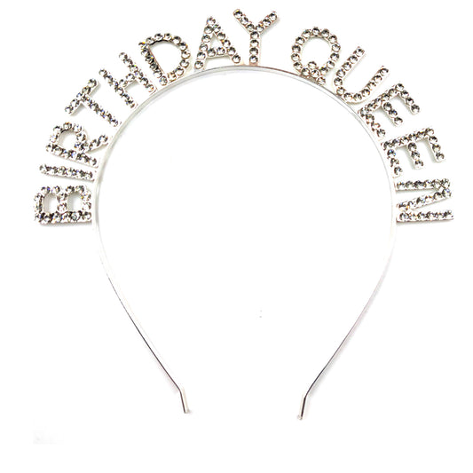 IRON ALLOY RHINESTONE BIRTHDAY QUEEN HEADBAND TI3117-5 (12PC)