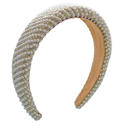 PEARL RHINESTONE DECOR HEADBAND HB21027-3 (12PC)