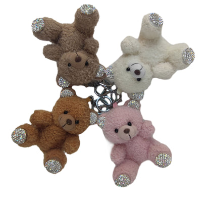 RHINESTONE BEAR PLUSH KEY CHAIN KC1026-8 (12PC)