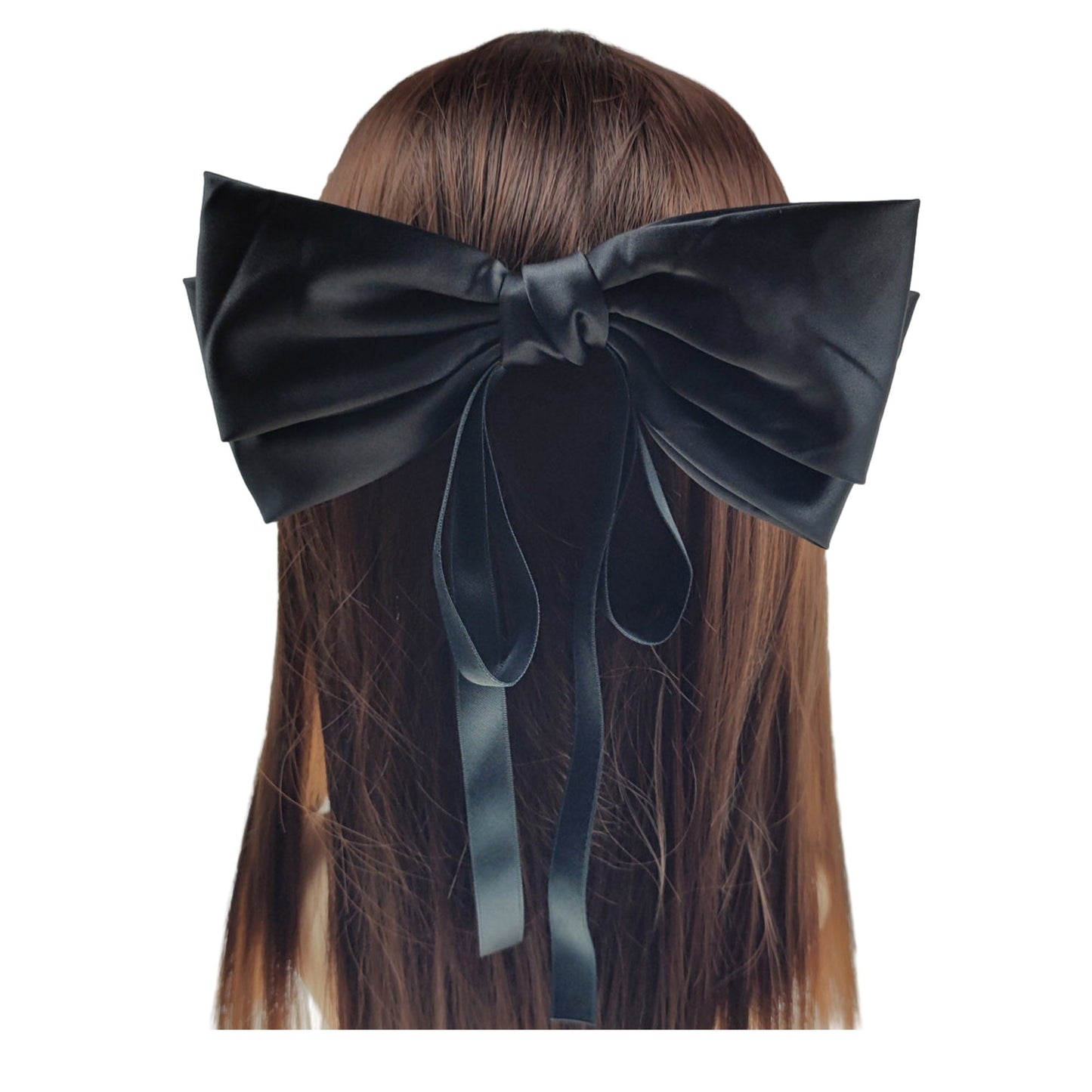 8 INCHES SATIN PLAIN BOW CLIP HC4112-13 AND 14(12PC)