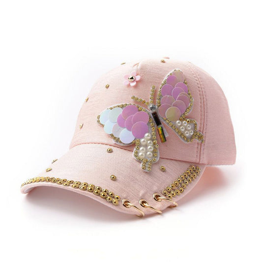 BUTTERFLY RHINESTONE RING DECOR CAP 31124-3 (12PC)