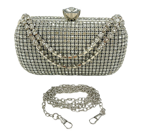 RHINESTONE CHAIN HANDLE EVENING BAG 7260 (2PC)