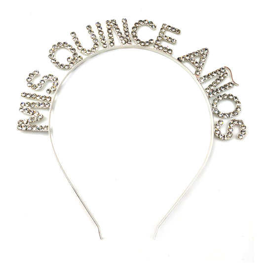 IRON ALLOY RHINESTONE MIS QUINCE ANOS HEADBAND HB3117-7 (12PC)