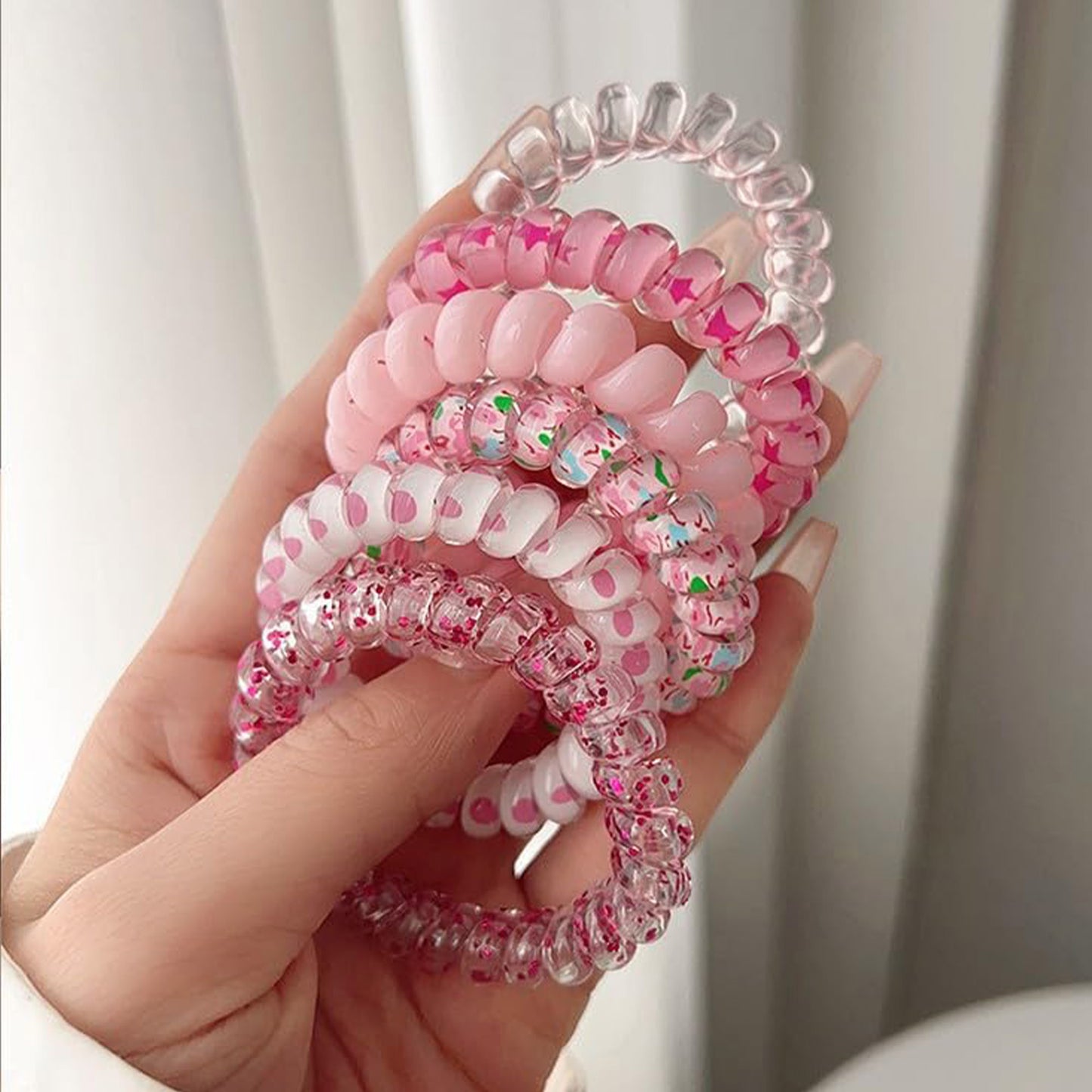 ELASTIC SPIRAL CLEAR HAIR TIE 6PCS IN PER CASE RB4222 (12PC)