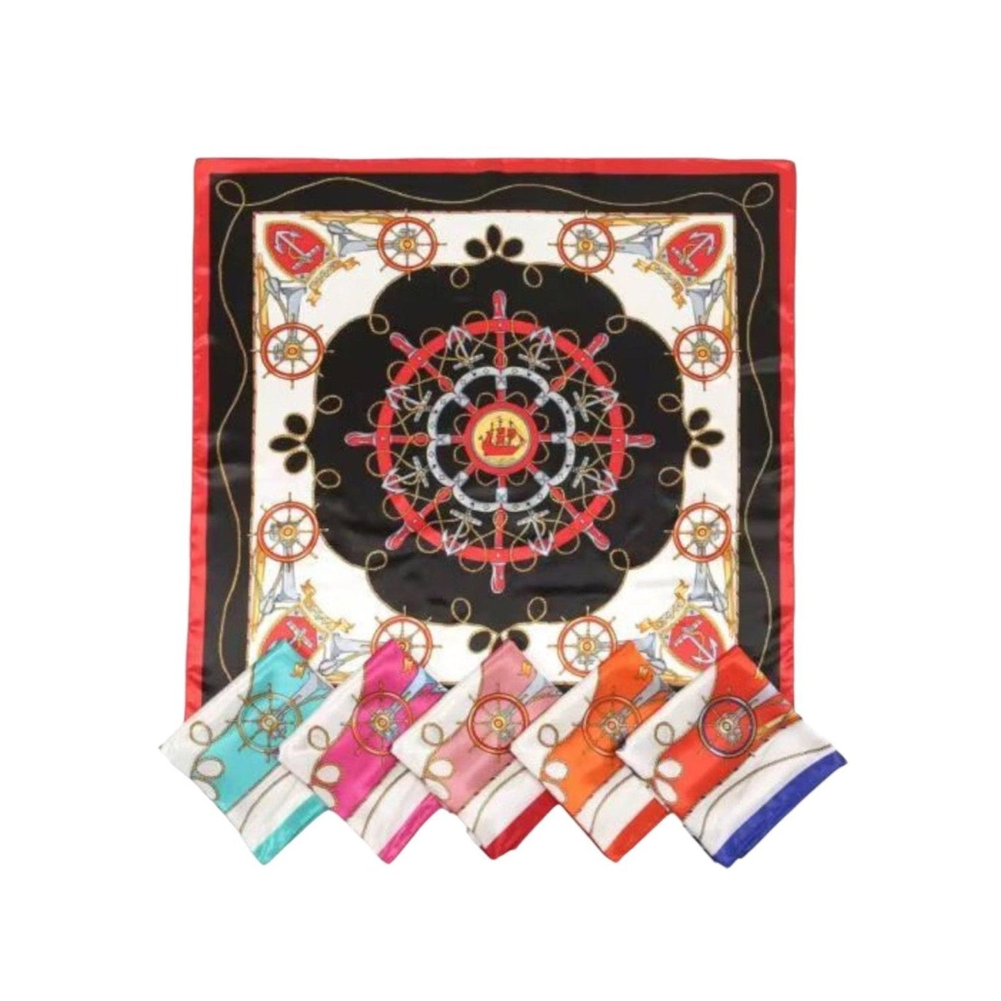 SATIN SCARF A WHEEL AND ANCHOR PATTERN ST4626-29 (12PC)