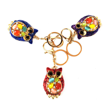 COLOR STONE OWL KEY CHAIN KC31012-23 (12PC)